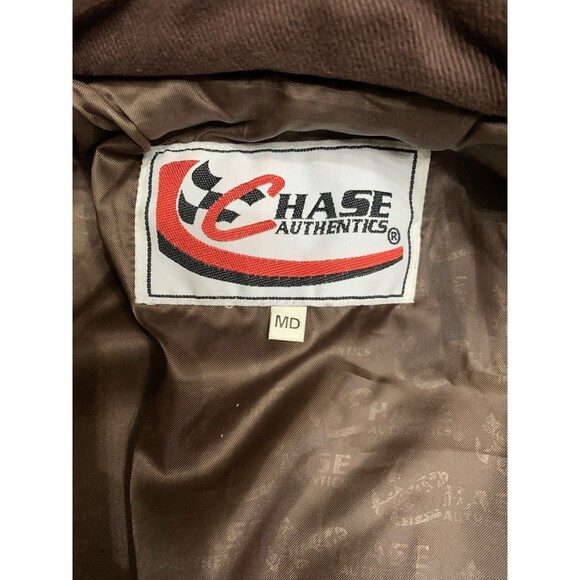 Vintage Chase Authentics M&M Varsity Jacket Men size Med brown yellow NASCAR - Picture 16 of 16